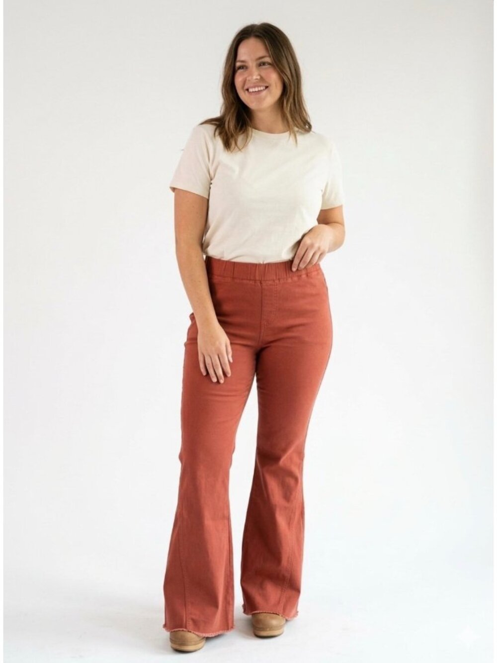 Indigo Tread Rust Stretch Pull On Slim Disco Flared Womens Pants Plus Size 2X